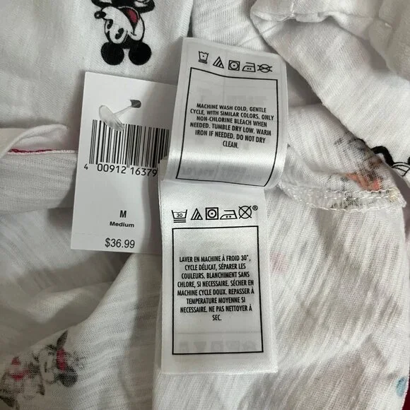 NEW DISNEY PARKS DISNEYLAND TEE SHIRT WOMENS MEDIUM WHITE POLKA DOT CHARACTERS - Picture 6 of 6